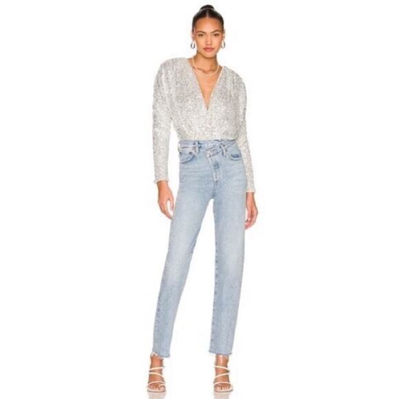 NWT Lovers + Friends Silver Sequin Ginger Bodysuit size XL - Picture 10 of 10